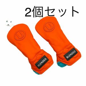 ゴルフ UT用 2個 ヘッドカバー BLENDED オレンジ ユーティリティ 番手ダイヤル付き