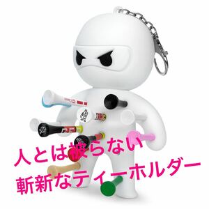 ゴルフ ティーホルダー ホワイト ニンジャ ラウンド おしゃれ 新品 シリコン キャラクター 送料込み