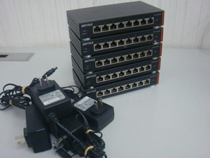 ☆アダプター付き×5台セット！BUFFALO 8-Port Gigabit Switch BS-GS2008！(MID-2690)「80サイズ」☆