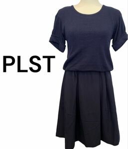 PLST プラステ　ニット切り替え　ワンピース　M