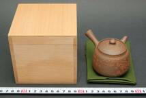 5742 貴重品 温故焼 石峯 梅花 彫 茶注 急須 茶壷 玉露 煎茶道具 木箱付_画像1