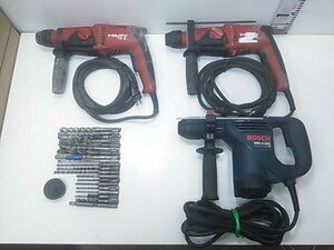 (1円スタート！) ハンマードリル【3点セット】HILTI ヒルティ TE2 ＆ BOSCH ボッシュGBH 3-28E ビット多数付き 動作良好 A1414