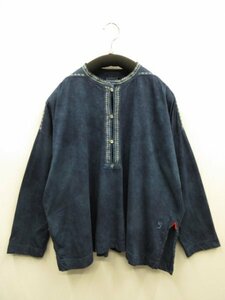 23年 45R 藍職人いろいろ45★定価￥61600（税込）★洗える　刺繍　藍染め天竺のカフタンブラウス★45rpm