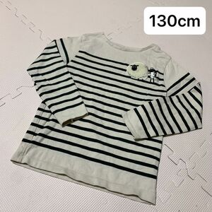 130cm：UNIQLO ひつじのショーン ボーダー 長袖Tシャツ カットソー