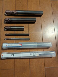 超硬ボールエンドミル　R12.5-2本,R10-1本,R5-2本、 再研磨品5本、 R10、R8 新品未使品　