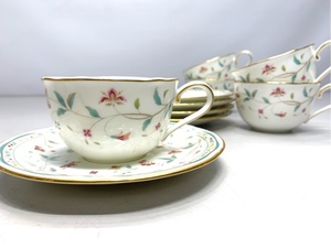 美品　ノリタケ ボーンチャイナ 花更紗 カップ ＆ ソーサー 5客 セット 4409 花柄 ペルシャ風 コーヒー 5897 06