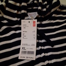 UNIQLO ユニクロ パーカー ネイビー ボーダー WOMAN XL 薄手 春秋 【未使用】_画像3