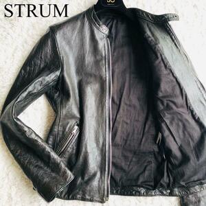 『定価19万』入手困難 美品 STRUM【極上の艶感】ストラム 馬革ジャケット 最高級ホースハイド ライダース 肉厚 バイカー ブラック M