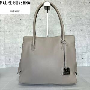 美品 MAURO GOVERNA マウロゴヴェルナ マウロゴベルナ レザー グレー シルバー金具 肩掛け ハンドバッグ トート ショルダーバッグ