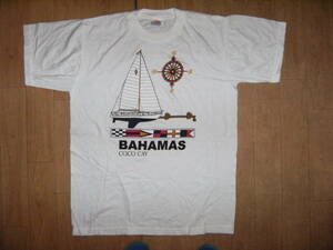 未使用★昭和レトロ★90年代★当時物 海外旅行 南国 BAHAMAS COCOCAY ココケイ バハマ Tシャツ★ヨット 船 セーリング クルーズ アメカジ