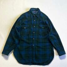 ビッグサイズ☆60s USA製 Pendleton ウールシャツ 16 1/2 L 青 緑 黒 ビンテージ ペンドルトン チェック ラウンド_画像1