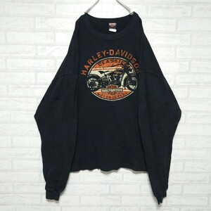 《Made in USA》HARLEY DAVIDSON ハーレーダビッドソン カットソー ロンT 長袖Tシャツ ブラック 大きめ