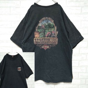 HARLEY DAVIDSON ハーレーダビッドソン ポケットTシャツ ポケT 半袖カットソー ブラック バックプリント