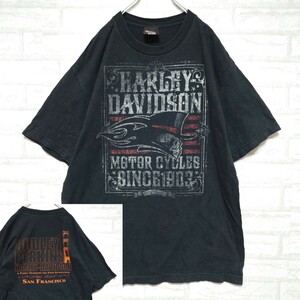 《Made in Mexico》HARLEY DAVIDSON ハーレーダビッドソン Tシャツ 半袖カットソー デカロゴ バックプリント ブラック