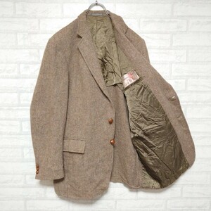 《USA製》HARRIS TWEED 80s ハリスツイード ヘリンボーンウール 胡桃ボタン スコティッシュウール