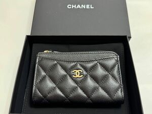 CHANEL シャネル　マトラッセ　フラグメントケース　ミニ財布　ブラック　黒　新品　未使用　ココマーク　キャビアスキン　ゴールド