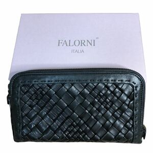 【1円】FALORNI ファロルニ 長財布 黒 レザー 