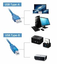 USB変換ケーブル　B-Type（オス）⇔A-Type（オス）　プリンタ/スキャナー用　1.5ｍ　USB2.0対応_画像2