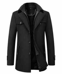 コート メンズ ビジネスコート 通勤 冬服 アウター 紳士服 冬コート ウール ビジネス カジュアル 黒 XL