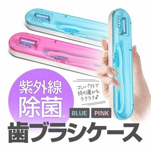 歯ブラシケース 除菌器 単4電池2本使用 歯ブラシ収納ケース UV-C 紫外線除菌 家庭/オフィス/出張や旅行 ブルー