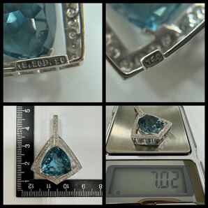 △ ペンダントトップ 750 水色石12.20ct D0.20ct アクアマリン？ 約7.02g デザイントップ ダイヤモンド付き K18 18金(KS4-2)の画像9