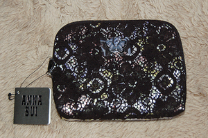 【新品・未使用】ANNA SUI★アナスイ　蝶付ティッシュケース＋ポーチ　黒