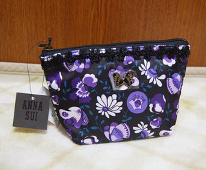 【新品】ANNA SUI★アナスイ　ランダムフラワー柄ポーチ　紫