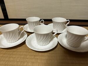 未使用品 カップ ＆ソーサー コーヒーカップ 洋食器 ホワイト 5客セット