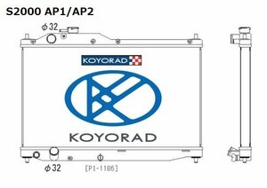 在庫あり】 Forサーキット 超軽量/高性能 コーヨーラド KOYORAD レーシングアルミラジエター S2000 AP1/AP2 KV081226 Type-M