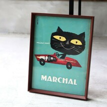 MARCHAL マーシャル 1960年 ジャンコラン Jean Colin イラスト 黒猫 フランス ヴィンテージ 広告 額装品 レア フレンチ ポスター 稀少_画像4