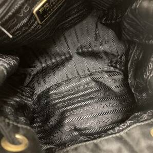 １円スタート！PRADA プラダ ショルダー巾着 タッセル ビーズロゴ ブラックナイロンの画像7