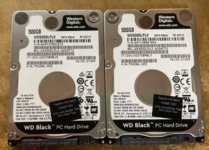 WD5000LPLX 2342時間&16342時間 2個セット 2.5インチ 500GB 7200rpm 7mm厚 送料込み価格で安心。