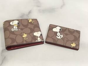 COACH ピーナッツ コラボ スヌーピー 2つ折り財布 パスケース　セット