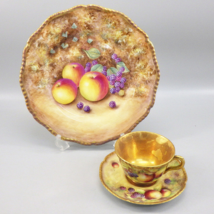 1 jpy ~ Royal Worcester Royal Worcester pe Inte do fruit cup & saucer * plate Trio total 3 point tableware 1-2624830[O commodity ]