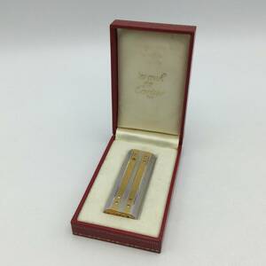 EE145●＜火花確認済み＞ガスライター Cartier カルティエ サントス ローラー式 喫煙具 喫煙グッツ 箱付き 現状品 ●