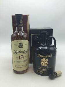 RR159●＜未開栓＞洋酒２本セット Ballantine's バランタイン 15年 750ml 43％ / 17年 750ml 陶器ボトル 替えキャップ有 古酒 現状品 ●