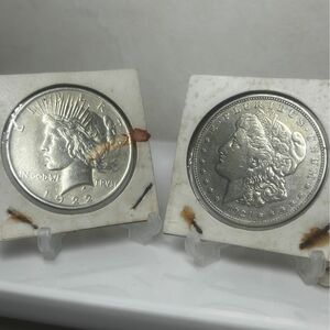 アメリカ　モルガンダラー銀貨　& ピースダラー銀貨　2枚セット　古銭　銀貨　外国コイン