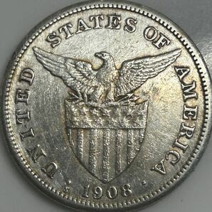 アメリカ領フィリピン　1ペソ銀貨　1908年　サンフランシスコ造幣局　古銭　銀貨