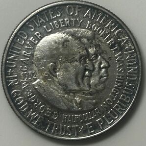 珍品　アメリカ　「2人の偉大な黒人」 ハーフダラー銀貨　1952年　古銭　銀貨