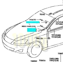 【トヨタ純正新品】TOYOTA 未使用品 ★定番トラブル★ レクサス IS ISF フロントガラス サイドモール 左右セット クリップ付 GSE20 USE20_画像5