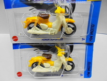 Hotwheels ホンダ スーパーカブ ホットウィール ミニカー 2台セット バイク オートバイ イエロー_画像2