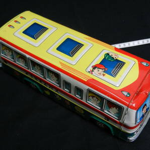 昭和 レトロ ブリキ 幼稚園バス 全長約27センチ メーカー不明 中古 箱なし 日本製の画像8