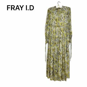 FRAY I.D テン楊柳ティアードワンピース　総柄 ワンピース 長袖　イエロー　 F