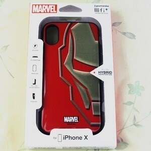 401◆【即決500円／送料無料】MARVEL イーフィット iPhone X対応ケース《MV-102C（アイアンマン）》★グルマンディーズ