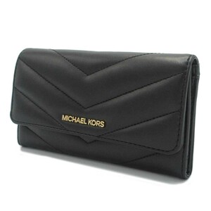 マイケルコース 長財布 MICHAEL KORS キルティング調 ラージ 三つ折り 35R4GTVF9V BLACK アウトレット レディース 