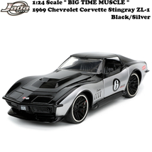 JADATOYS 1/24 BTM 1969 Chevrolet Corvette Stingray ZL-1 Black/Silver ミニカー_画像3