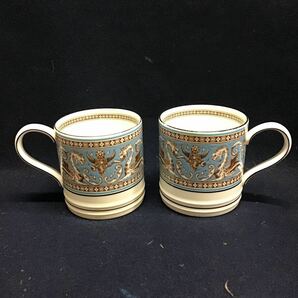 WEDGWOOD マグカップ ウェッジウッド ペア フロレンティーン ターコイズ ブルー 2個 ペアマグの画像1