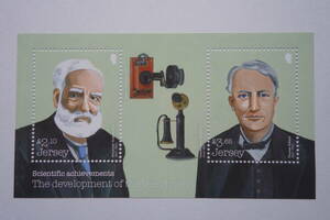 外国切手：ジャージー切手 「科学の成果」（トマス・エジソンとグラハム・ベル）小型シート 未使用