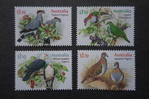 外国切手： オーストラリア切手「ハト」 4種完 未使用
