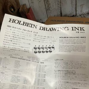 ヴィンテージ 未使用 holbein ホルベイン ドローイング インク 30ml 12色セット ケース付 白 黒 画材 絵 絵画 美術 芸術 アート イラストの画像3